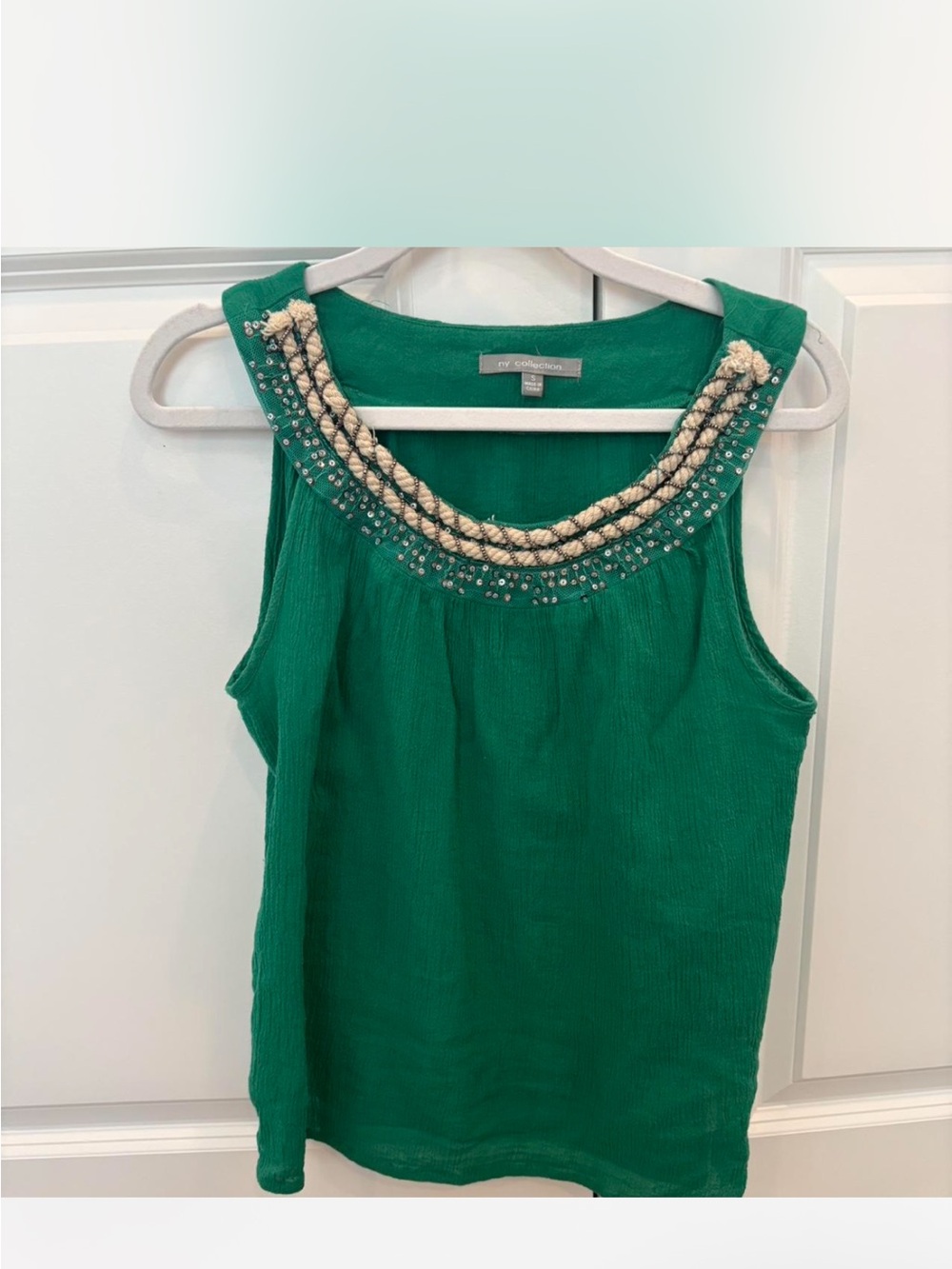 Emerald Green Braided-Bead Sleeveless Tank